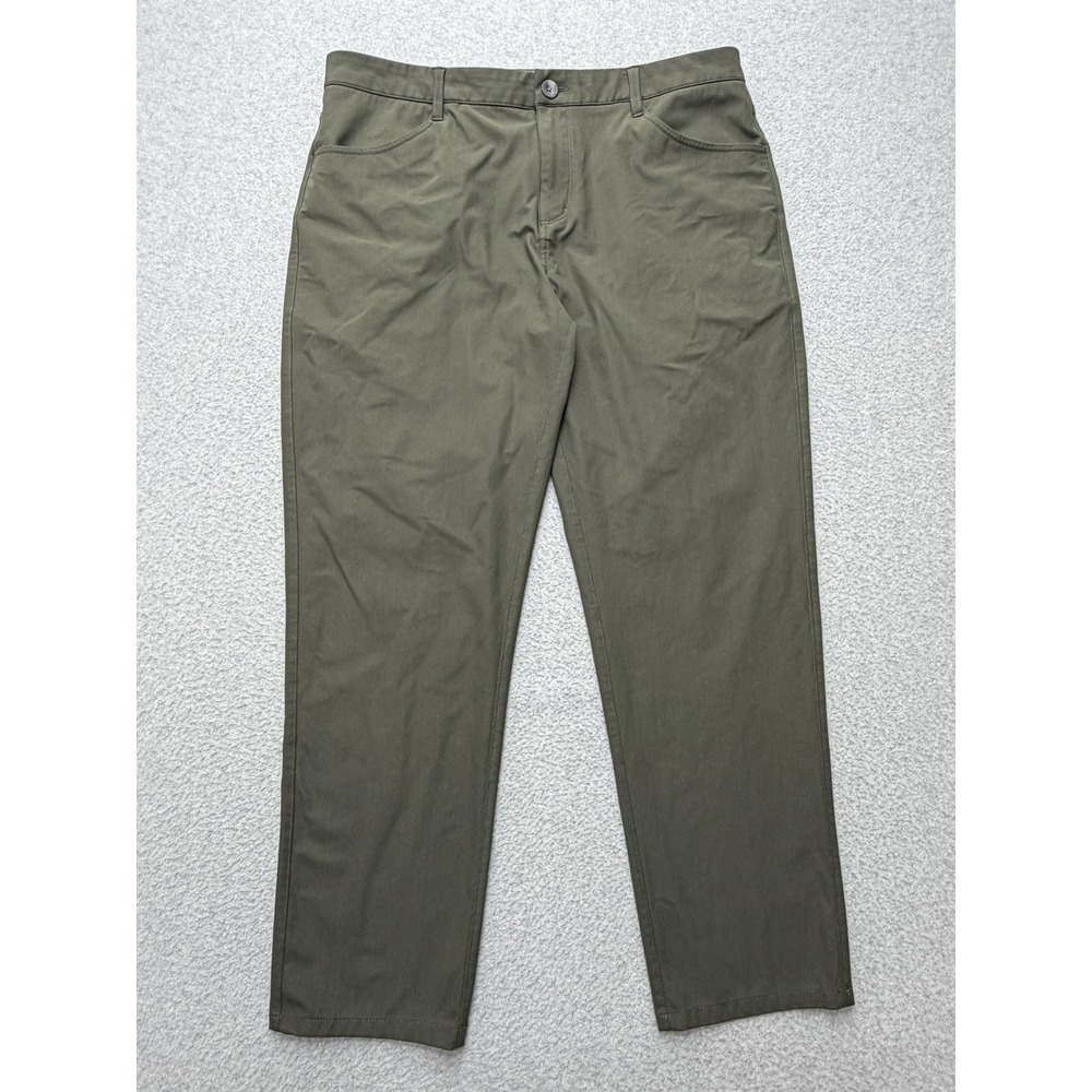 Vuori Pants Mens 34 Olive Green Microfiber Chino Slim Straight V430 Casual